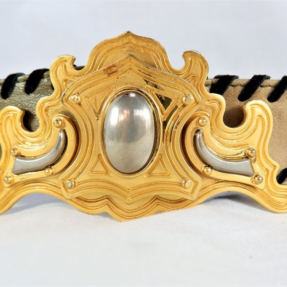 Escada Woman’s Leather Belt Large Gold Buckle 41” main image 4